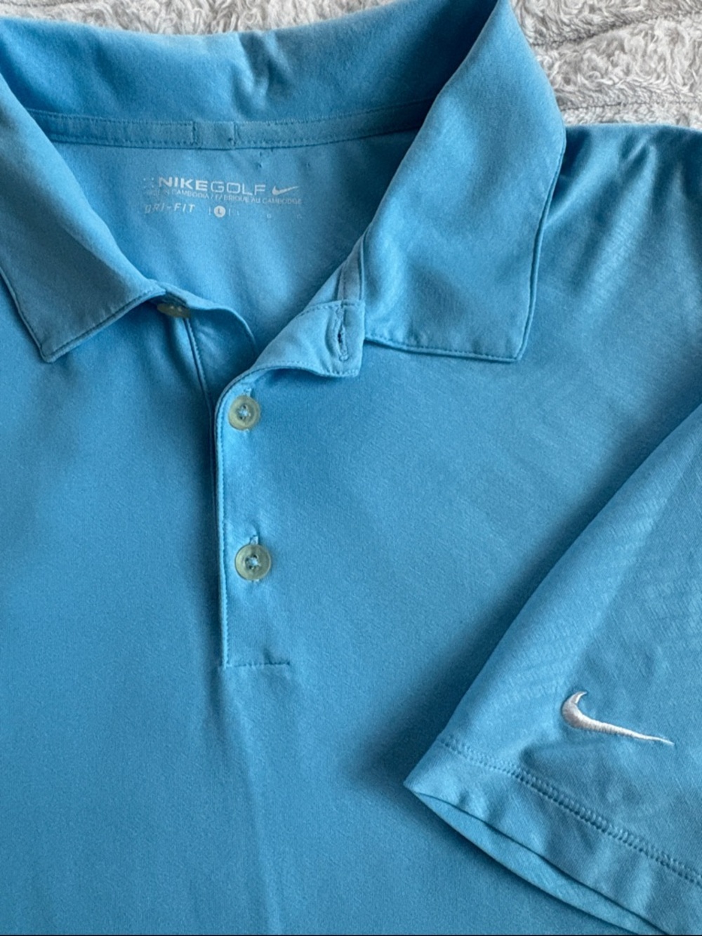 Nike Golf Dri-FIT Polo Shirt Mens Large Baby Blue Tonal Stripe Performance